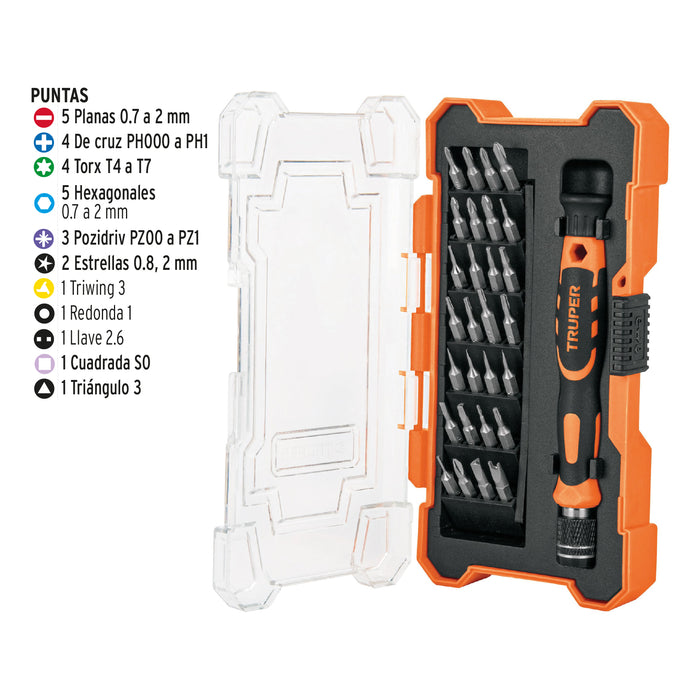 Desarmador de precisión con 28 puntas intercambiables 14160 JOY-29