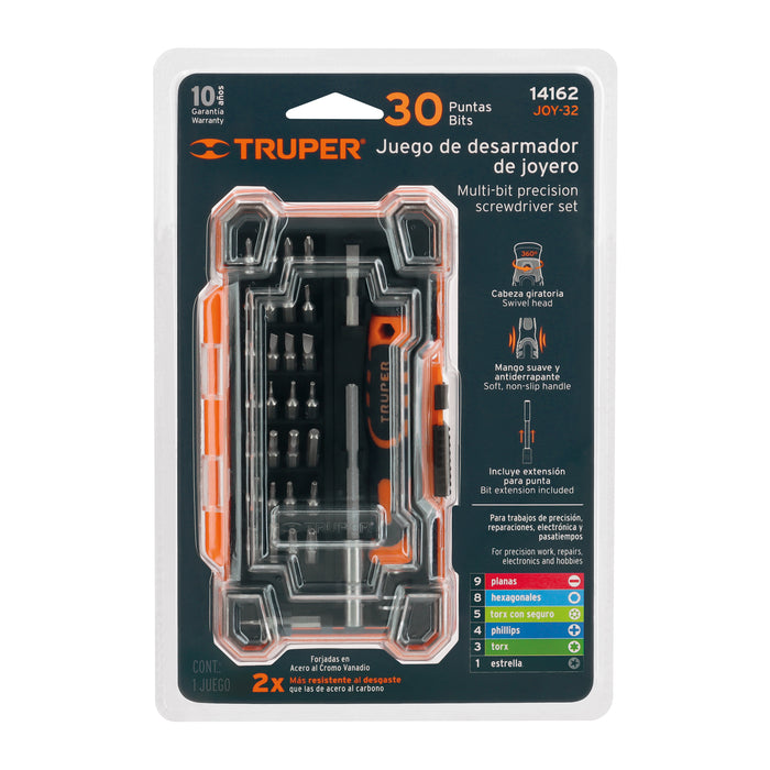 Desarmador de precisión con 30 puntas y extensión, Truper 14162 JOY-32