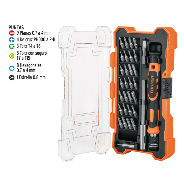 Desarmador de precisión con 30 puntas y extensión, Truper 14162 JOY-32