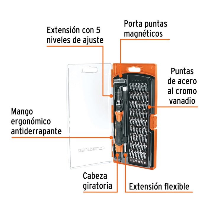 Desarmador de precisión con 57 puntas intercambiables 102396 JOY-57