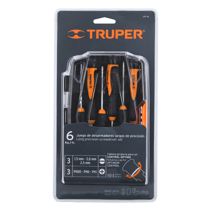 Juego con 6 desarmadores largos de precisión, Truper 14156 JOY-6L