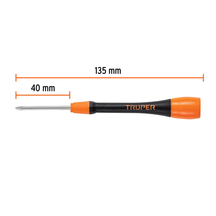 Desarmador de precisión de cruz PH1 mango ergonómico, Truper 100680 JOY-C1