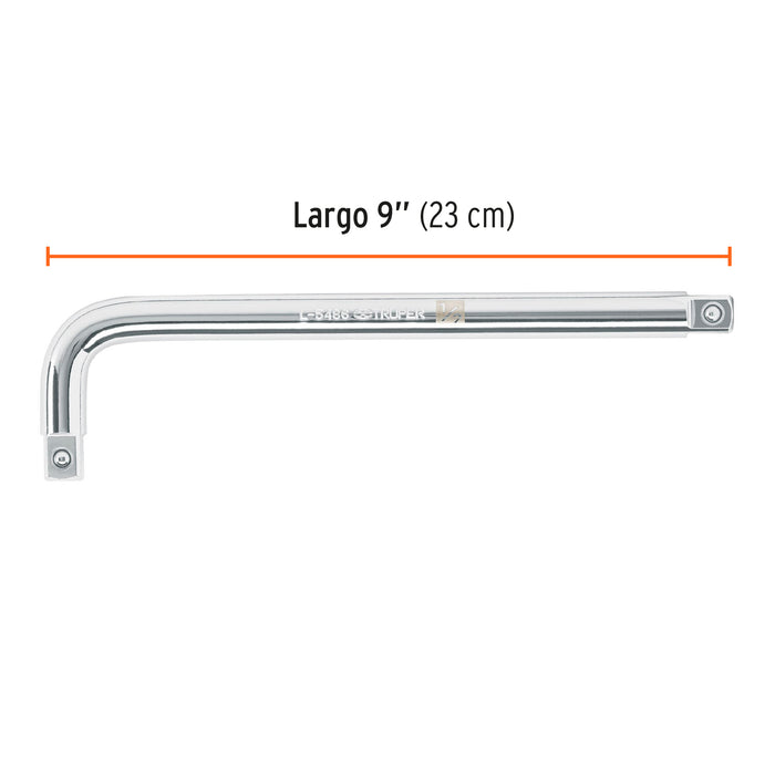 Mango cuadro 1/2' en 'L', largo 9', Truper 13913 L-5486
