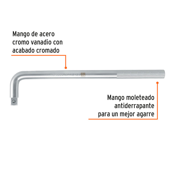 Mango cuadro 3/4' en 'L', largo 18', Truper 13914 L-5686