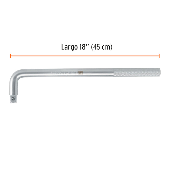Mango cuadro 3/4' en 'L', largo 18', Truper 13914 L-5686