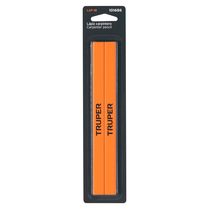 Blíster con 2 lápices de 18 cm para carpintero, Truper 101686 LAP-18