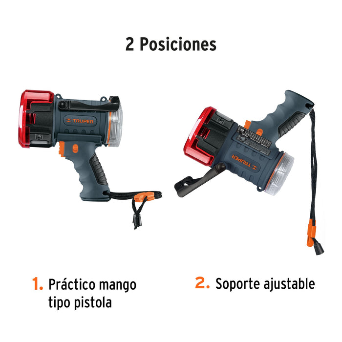 Lámpara de LED 2000 lm recargable alta potencia, Truper 102418 LARE-2000