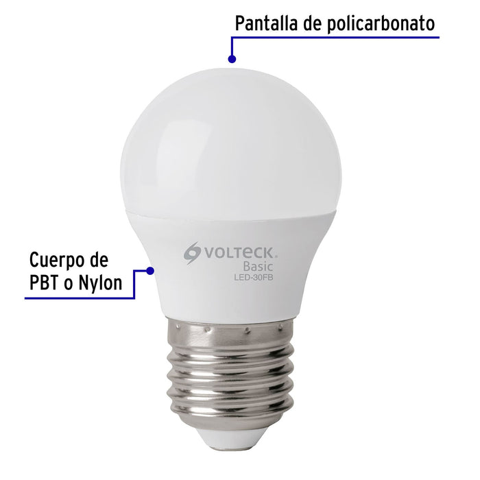 Pack de 4 lámparas LED G45 3 W (equiv. 25 W), luz de día 28003