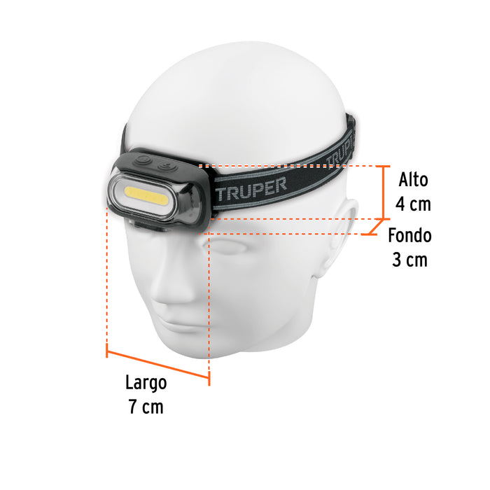 Linterna de minero 460 lm recargable con sensor, Truper Código: 103086
