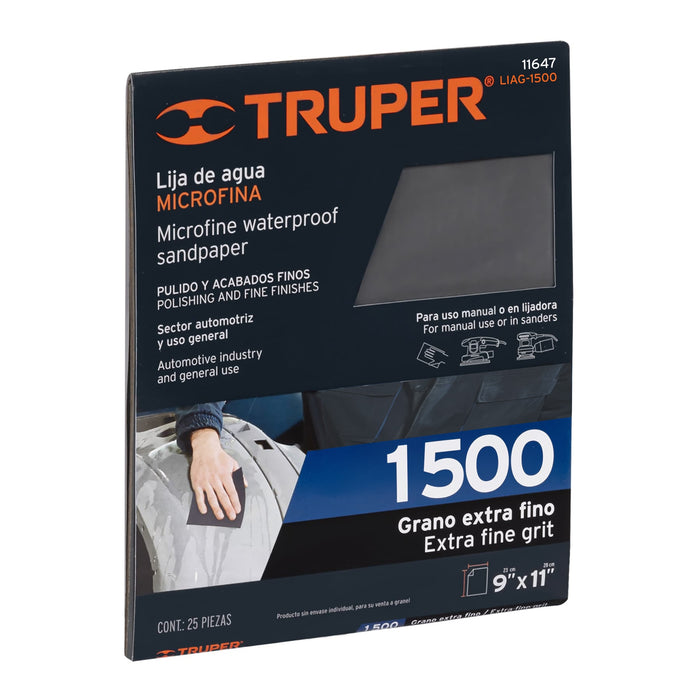 Lija de agua grano 150 de carburo de silicio, Truper 11621 LIAG-150