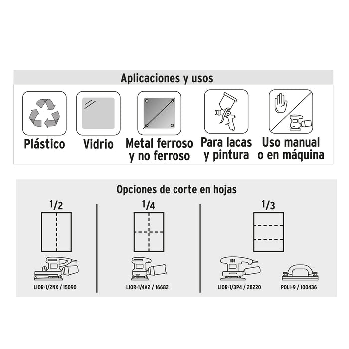 Lija de agua grano 220 de carburo de silicio, Truper 11623 LIAG-220