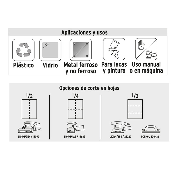 Lija de agua grano 240 de carburo de silicio, Truper 11624 LIAG-240