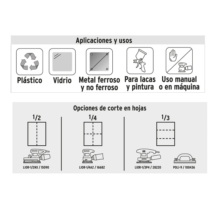 Lija de agua grano 280 de carburo de silicio, Truper 11625 LIAG-280