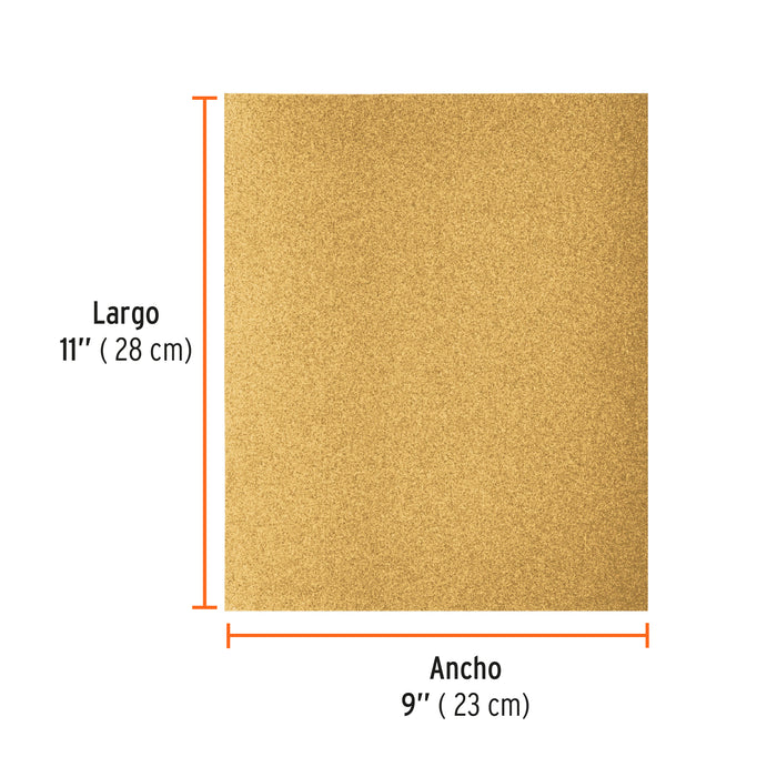 Lija para madera papel cabinet, grano 120, Truper 11612 LIMA-120