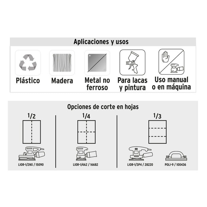 Lija para madera papel cabinet, grano 150, Truper 11613 LIMA-150