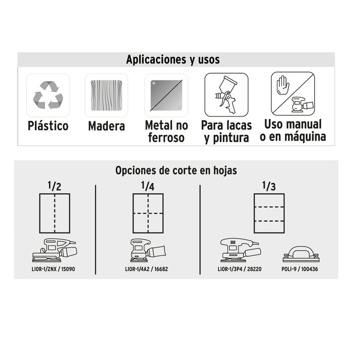 Lija para madera papel cabinet, grano 36, Truper 11606 LIMA-36