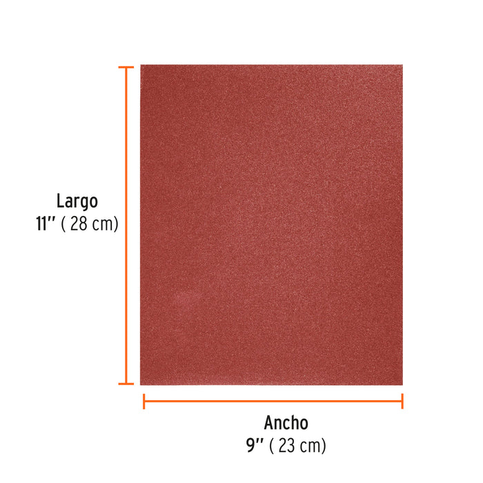 Lija de esmeril roja grano 100 de óxido de aluminio, Truper 11645 LIMER-100