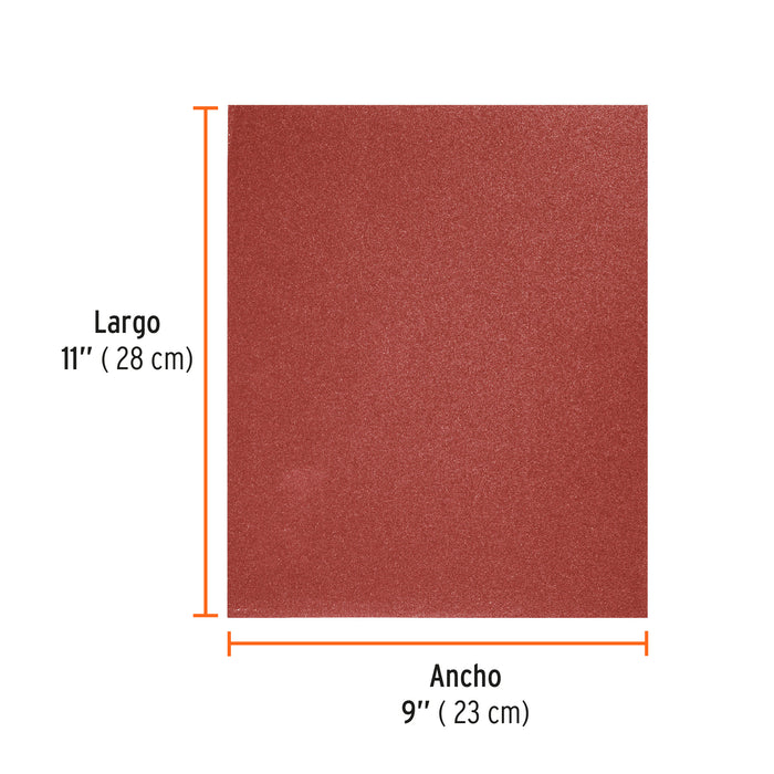 Lija de esmeril roja grano 120 de óxido de aluminio, Truper 11643 LIMER-120