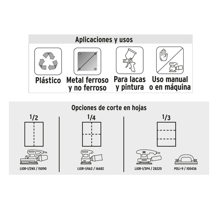 Lija de esmeril roja grano 36 de óxido de aluminio, Truper 11640 LIMER-36