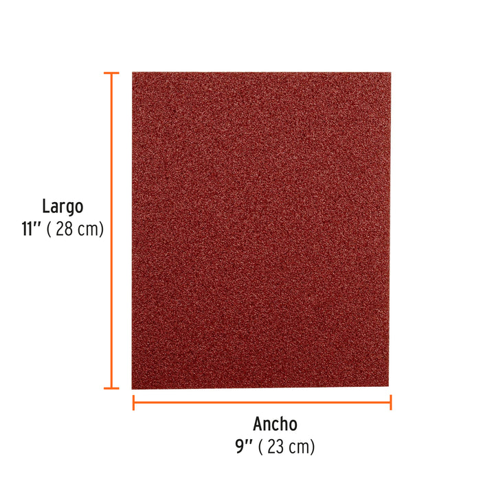 Lija de esmeril roja grano 40 de óxido de aluminio, Truper 11644 LIMER-40
