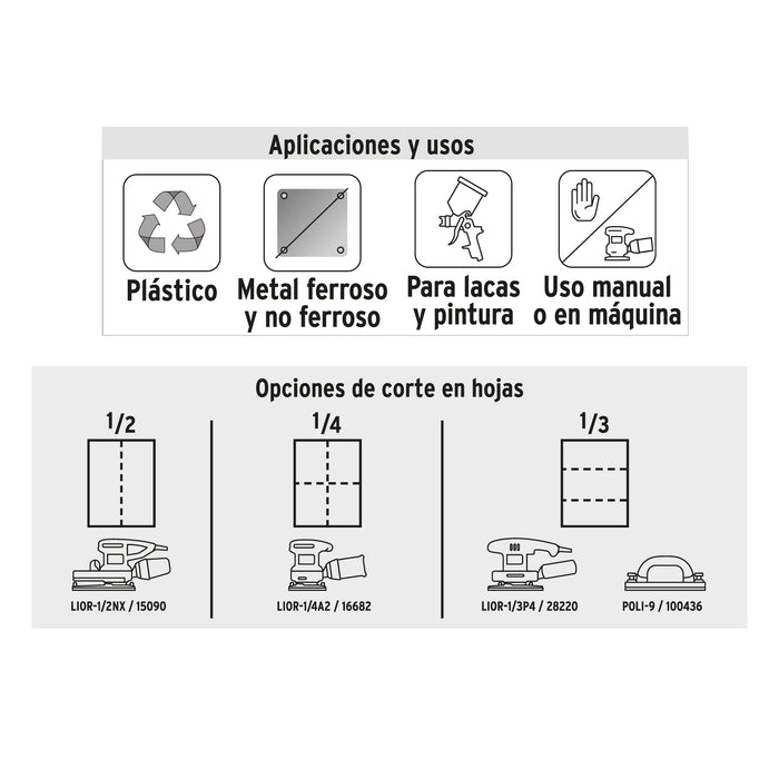 Lija de esmeril roja grano 40 de óxido de aluminio, Truper 11644 LIMER-40