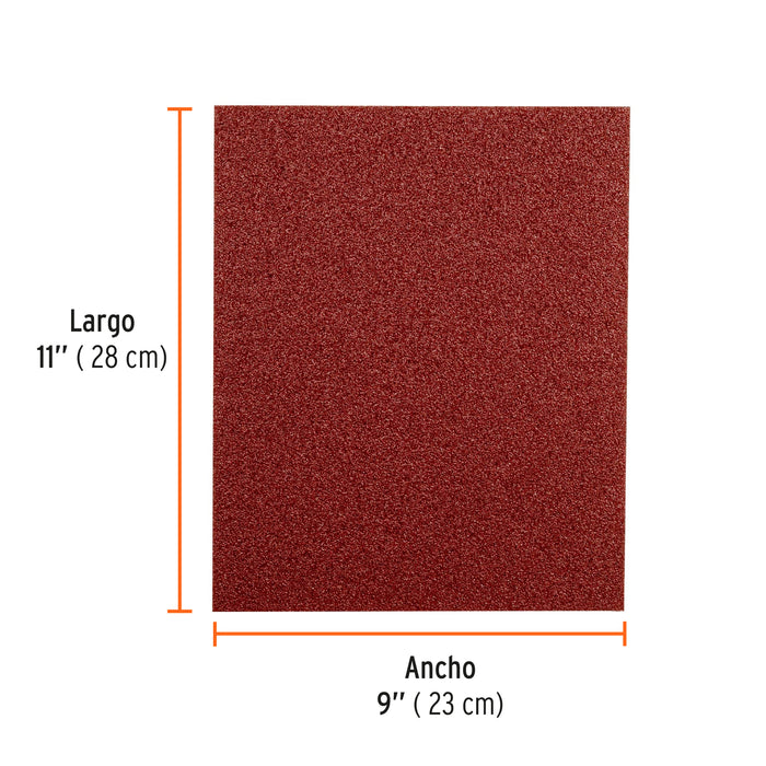 Lija de esmeril roja grano 50 de óxido de aluminio, Truper 11641 LIMER-50