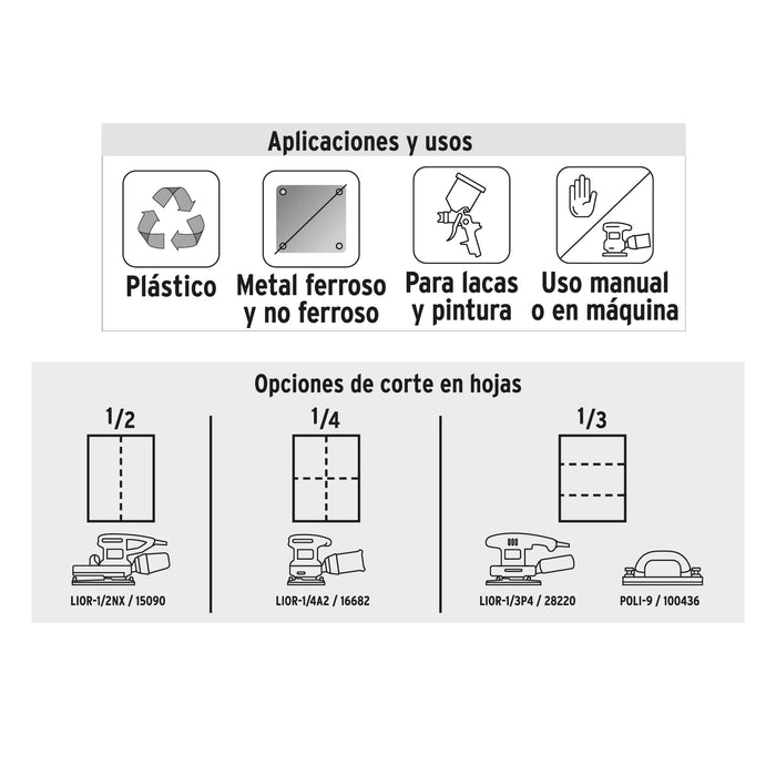 Lija de esmeril roja grano 50 de óxido de aluminio, Truper 11641 LIMER-50