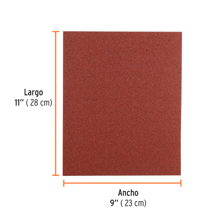 Lija de esmeril roja grano 80 de óxido de aluminio, Truper 11642 LIMER-80