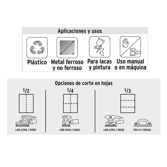 Lija de esmeril roja grano 80 de óxido de aluminio, Truper 11642 LIMER-80