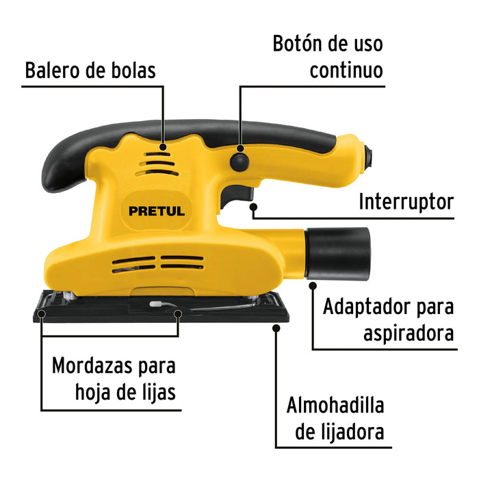 Lijadora orbital 1/3 hoja 150 W, Pretul Código: 28220