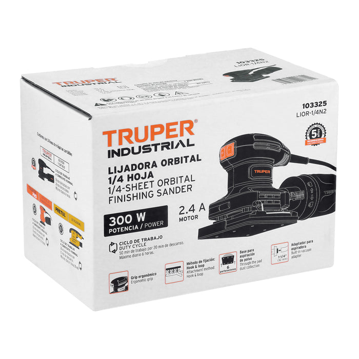 Lijadora orbital 1/4 hoja 300 W, industrial, Truper Código: 103325