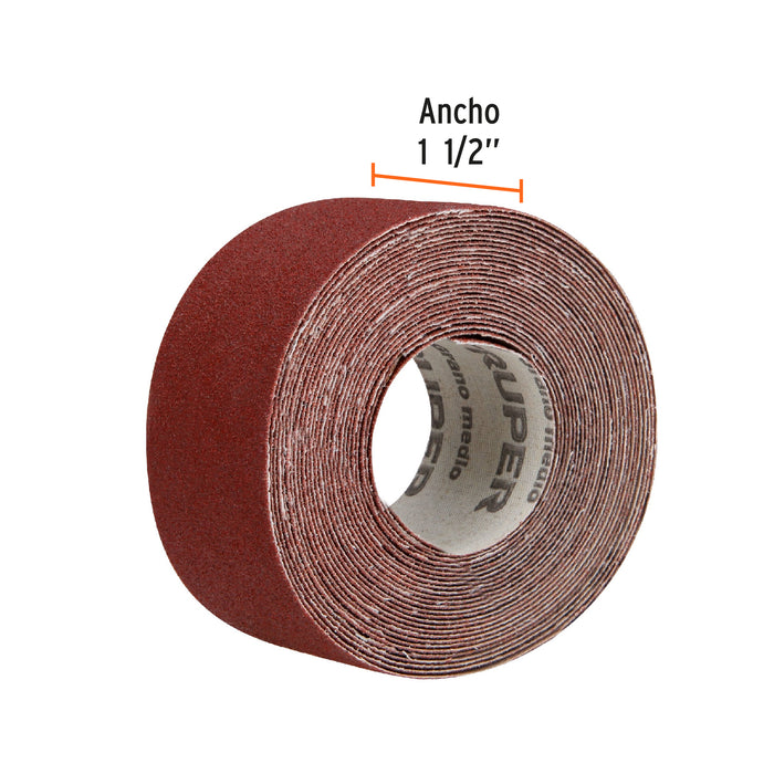 Rollo de 5 m de lija para plomero grano 100 ancho 1-1/2' Código: 100569