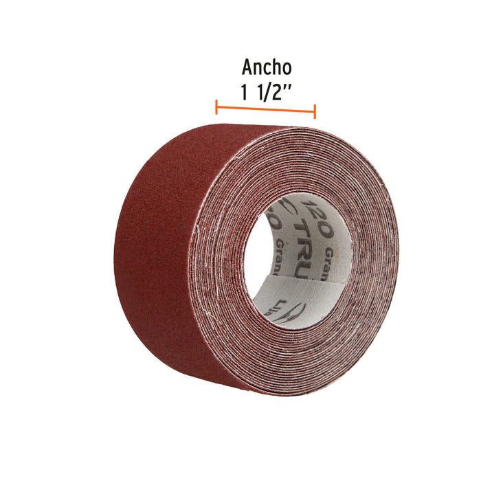 Rollo de 5 m de lija para plomero grano 120 ancho 1-1/2' Código: 100661