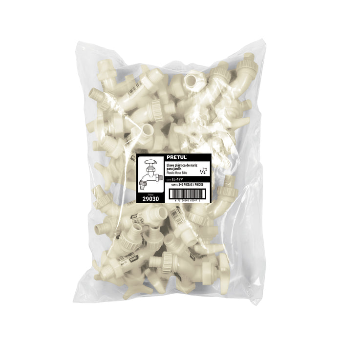Llave para manguera, de plástico 65 g, entrada 1/2', Pretul 29030 LL-17P