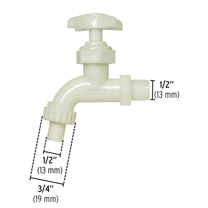 Llave para manguera, de plástico 65 g, entrada 1/2', Pretul 29030 LL-17P