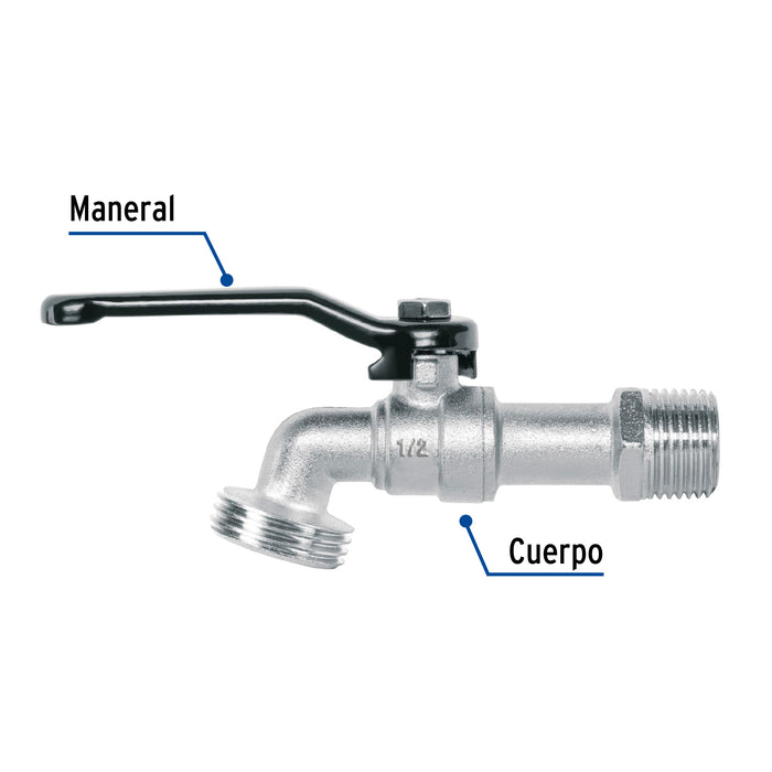 Llave de esfera, 1/2' de zinc, Pretul 23146 LL-21P