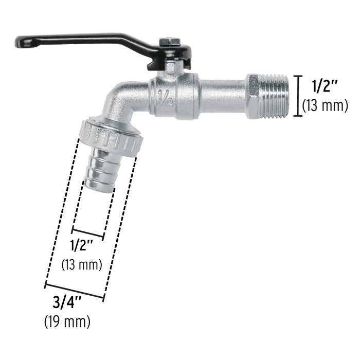 Llave de esfera, 1/2' de zinc, Pretul 23146 LL-21P