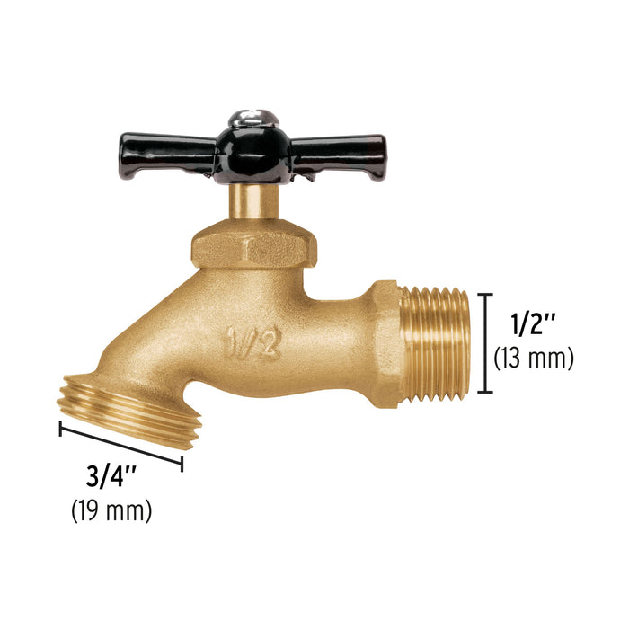 Llave para manguera, de latón, 100 g, entrada 1/2', Pretul 22146 LL-JAR-P