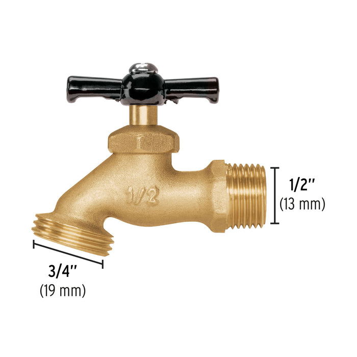 Llave para manguera, de latón, 100 g, entrada 1/2', Pretul 22146 LL-JAR-P