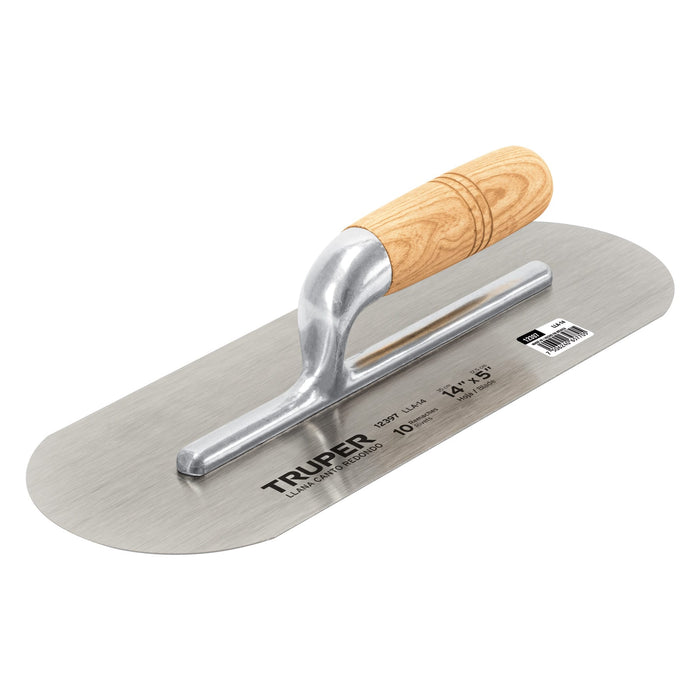 Llana canto redondo 14' x 5' con mango de madera, Truper 12397 LLA-14