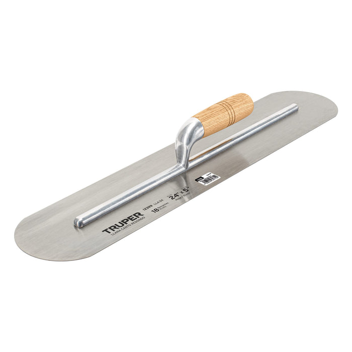 Llana canto redondo 24' x 5' con mango de madera, Truper 12399 LLA-24