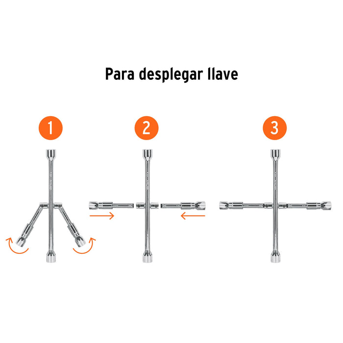 Llave de cruz 14' pulida y cromada, Truper 102635 LLCR-14