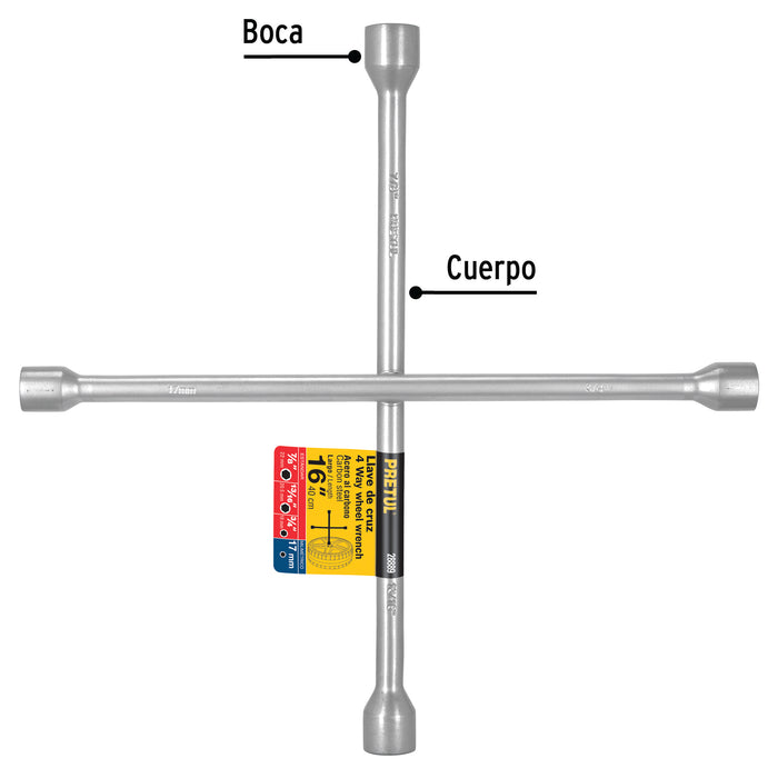 Llave de cruz 16' galvanizada, Pretul 28889 LLCR-16P