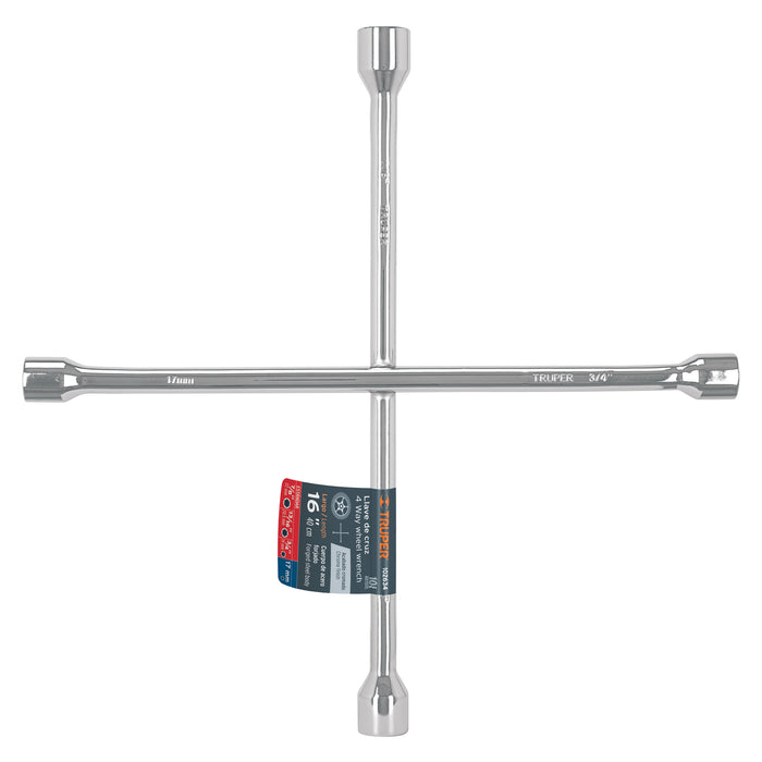 Llave de cruz 16' pulida y cromada, Truper 102634 LLCR-16