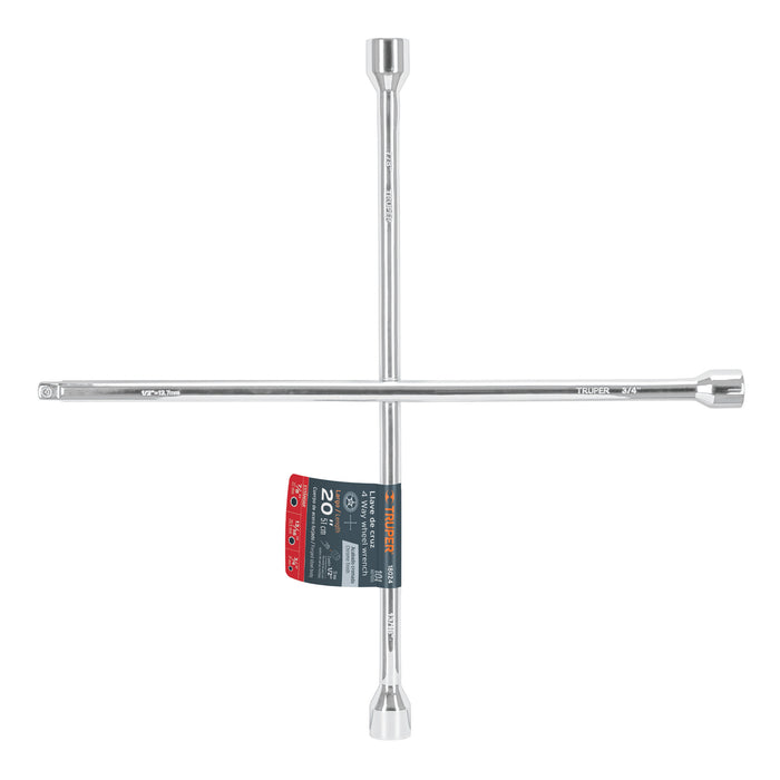 Llave de cruz 20' pulida y cromada con entrada cuadro 1/2' 18024 LLCR-20D