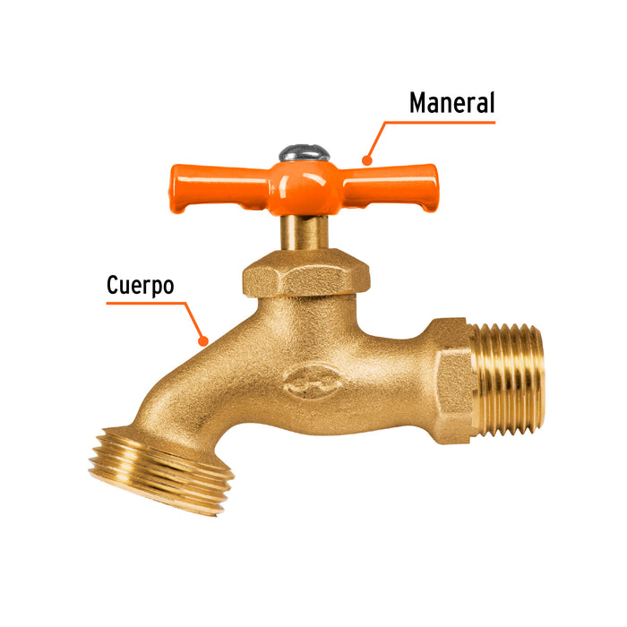 Llave para manguera, de latón 140 g 1/2', en blíster, Truper 13147 LLJ-140B