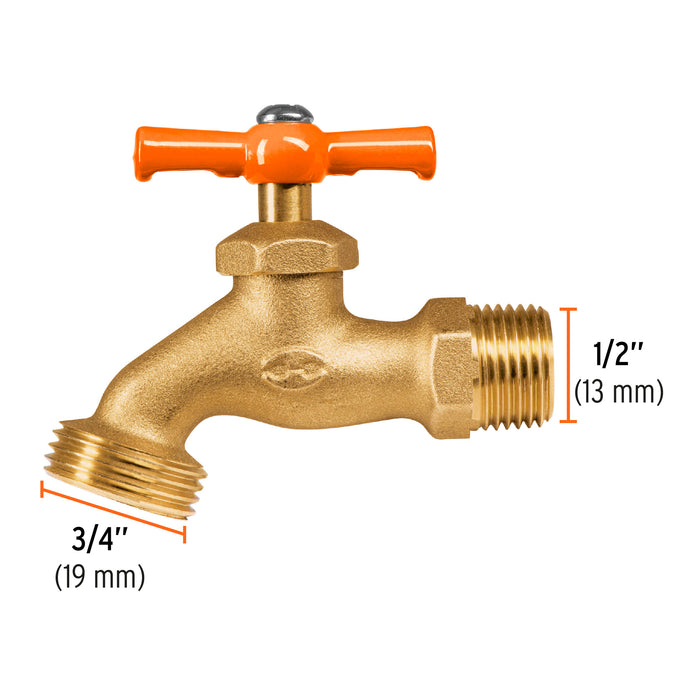 Llave para manguera, de latón, 140 g, 1/2', a granel, Truper 100817 LLJ-140T