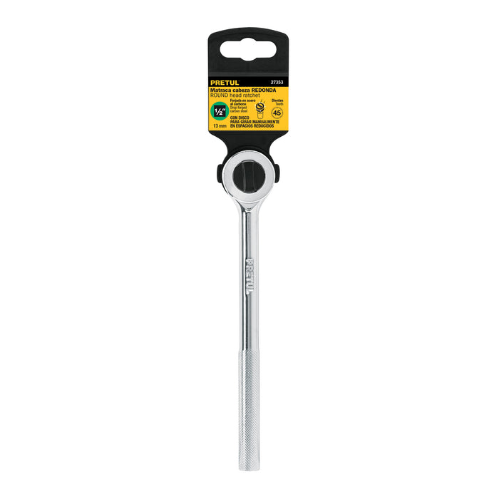 Matraca cuadro 1/2' cabeza redonda con disco, Pretul Código: 27353