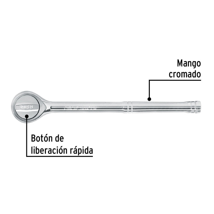 Matraca cuadro 1/2' liberación rápida cabeza redonda, Pretul Código: 27351