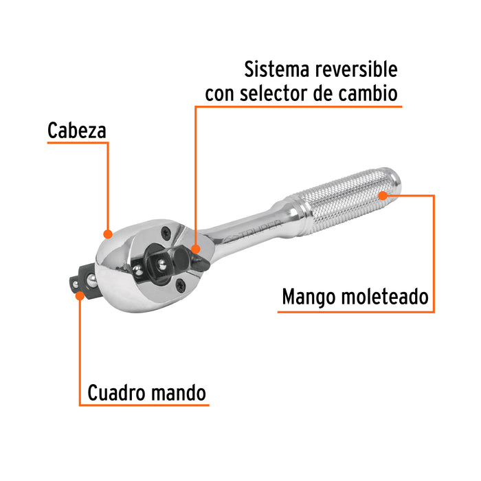 Matraca triple cuadros 1/4', 3/8' y 1/2', Truper Código: 13649
